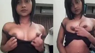 Cute Nri Girl Touching Herself Alone Making Private Selfie Video