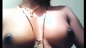 Tamil Girl Squeezing Her Tight Boobs Pinching Hard Nipples