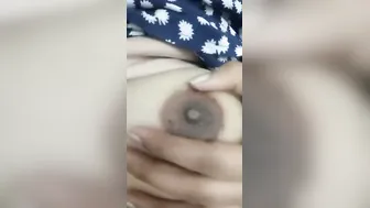 Young Babe Pulling Top Down Exposing Round Tits For Camera