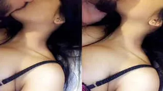 Indian Couple Kissing Passionately Recording Intimate Selfie Clip