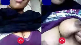 Wife Flashing Her Huge Tits During Naughty Video Call Session