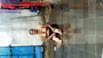 Horny Aunty Enjoying Wet Rain Bath Exposing Her Body Completely