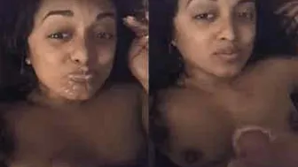 Nri Babe Getting Her Face Covered After Sucking Him Off At Home