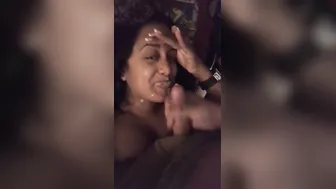 Nri Babe Getting Her Face Covered After Sucking Him Off At Home