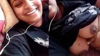 Desi Babe Showing Off Her Natural Boobs Teasing On Camera For Me