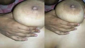 Indian Wife Getting Her Boobs Squeezed While Giving Handjob Hard