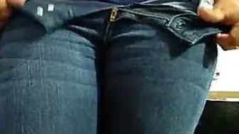 Wife Stripping Off Her Jeans And Panties Revealing Juicy Pussy