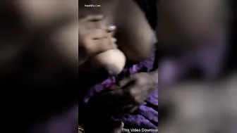Indian Wife Squeezing Her Tits Giving Handjob To Hubby