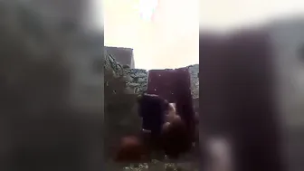 Village Girl Bathing Outside In The Open Caught On Camera