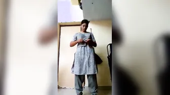 College GF Changing Dress In Bathroom Recording Herself