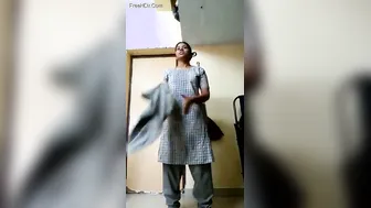 College GF Changing Dress In Bathroom Recording Herself