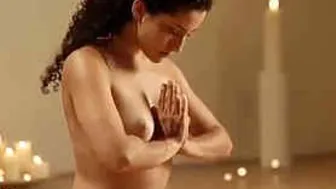 Hot Indian Babe Stretching Naked Doing Morning Yoga At Home