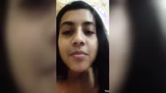 Young Cute GF Taking Topless Selfie Showing Perky Boobs