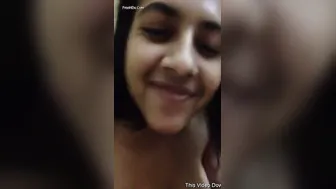 Young Cute GF Taking Topless Selfie Showing Perky Boobs