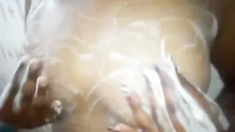 Horny Babe Exposing Her Tits And Pussy While Bathing At Home