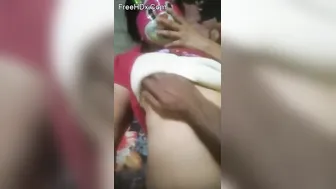 Husband Squeezing Bhabhi's Big Boobs Massaging Them Roughly