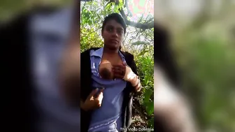 Village Girl Flashing Boobs And Sucking Cock Outdoors In Public