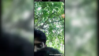 Village Lovers Kissing Outdoors While GF Flashes Her Tits