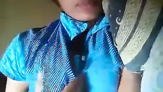 Shy College Girl Playing With Her Soft Brown Tits All Alone