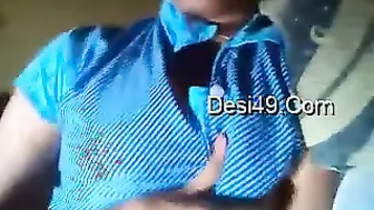 Shy College Girl Playing With Her Soft Brown Tits All Alone