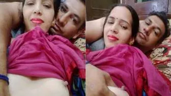 Hubby Squeezing My Indian Wife Tits Hard Making Her Moan Louder
