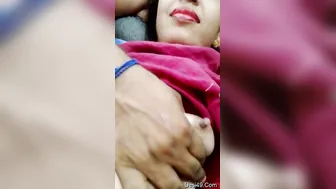 Hubby Squeezing My Indian Wife Tits Hard Making Her Moan Louder