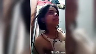 Cute Desi Babe Stripping And Revealing Her Boobs For Boyfriend