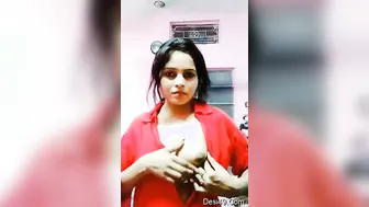 My GF Stripping And Teasing Me Showing Her Natural Tits