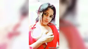 My GF Stripping And Teasing Me Showing Her Natural Tits