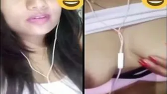 Naughty GF Stripping On Video Call Flashing Her Soft Boobs