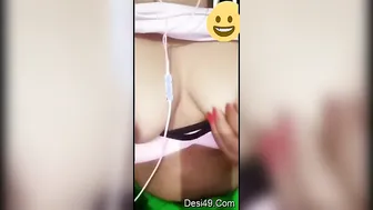 Naughty GF Stripping On Video Call Flashing Her Soft Boobs