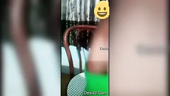 Naughty GF Stripping On Video Call Flashing Her Soft Boobs