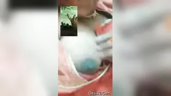 Naughty GF Teasing With Her Soft Boobs On Video Call Today