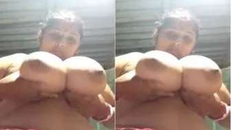 Horny Married Woman Flaunting Her Massive Natural Tits Alone