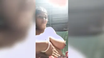 Horny Married Woman Flaunting Her Massive Natural Tits Alone