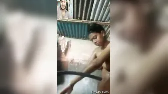 My GF Stripping And Bathing Live For Me On Video Call