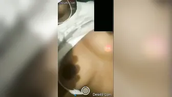 Village Babe Lifting Her Top Revealing Her Natural Boobs To Lover