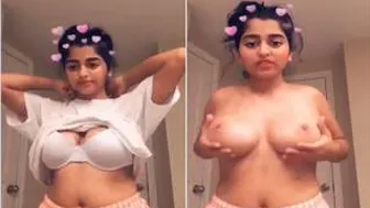 Cute Nri GF Showing Off Her Massive Natural Big Tits