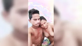 College Lovers Stripping Naked Taking Selfies Together Alone