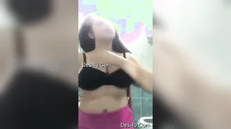 Watching My Girl Strip Naked Showing Off Her Huge Bouncing Tits