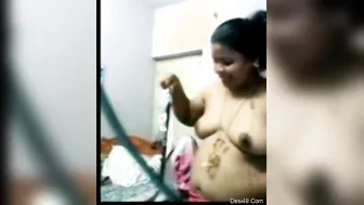 Telugu Bhabhi Flashing Her Huge Natural Boobs On Camera For Me