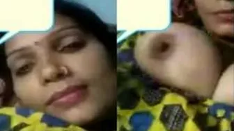 Married Bhabhi Pulling Out Her Big Tits For Me In Her Bedroom