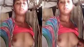 Village GF Recording Boob Show Stripping For Her Lover