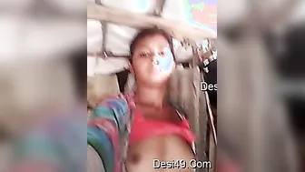 Village GF Recording Boob Show Stripping For Her Lover