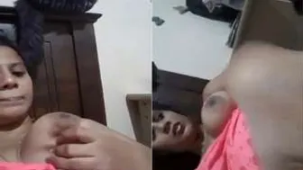 Horny GF Sucking Her Own Tits Showing Wet Pussy For Me