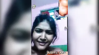 Village GF Flashing Her Perky Tits On Private Video Call