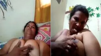 Naughty Bhabhi Squeezing And Sucking Her Own Big Tits For Me
