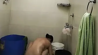 Beautiful GF Bathing Naked Revealing Her Dripping Curves