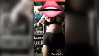Young GF Pulling Her Top Up Showing Her Big Boobs