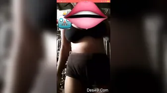 Young GF Pulling Her Top Up Showing Her Big Boobs